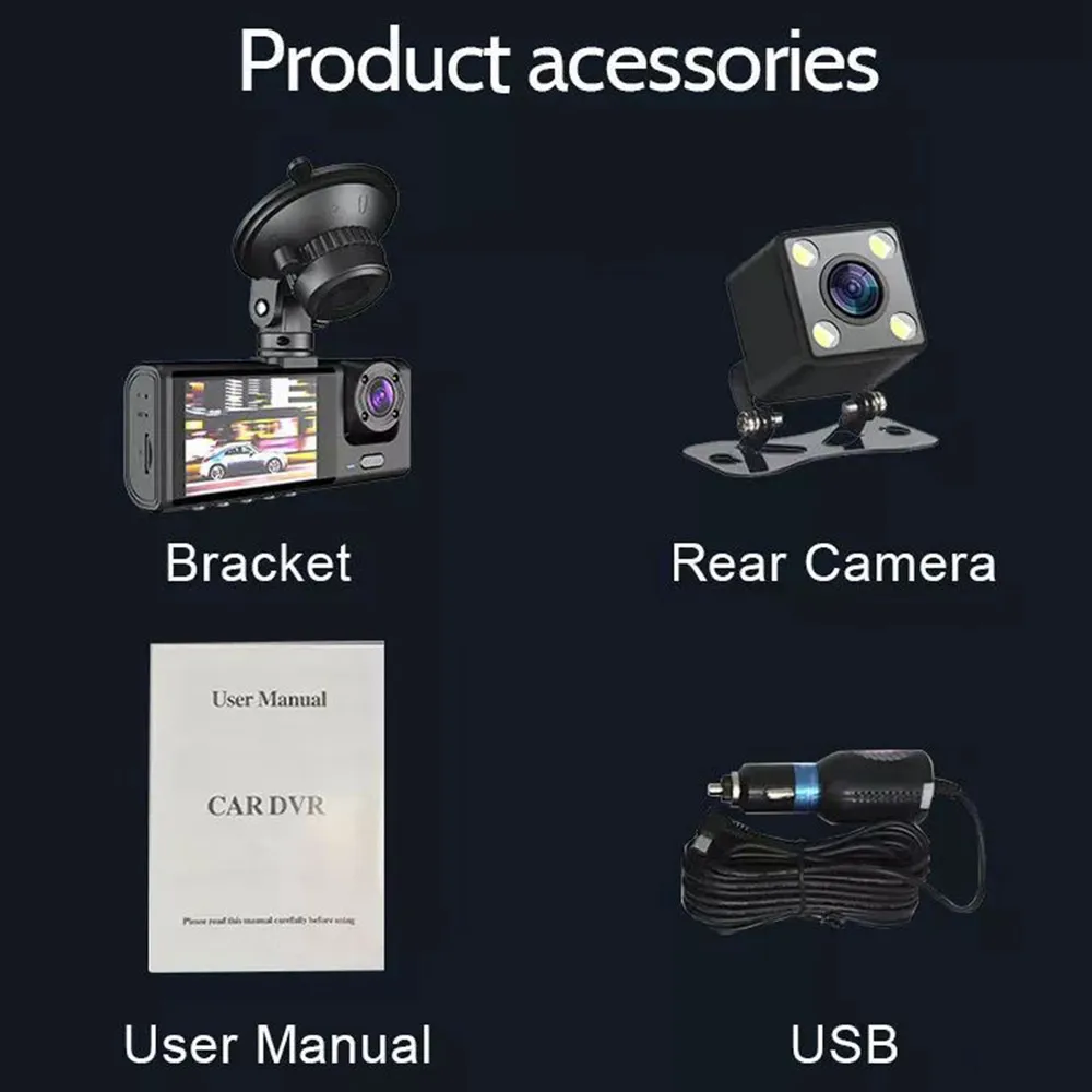 🚗 Dash Cam 3 Lentes | Full HD 1080p | Protección Total en Carretera