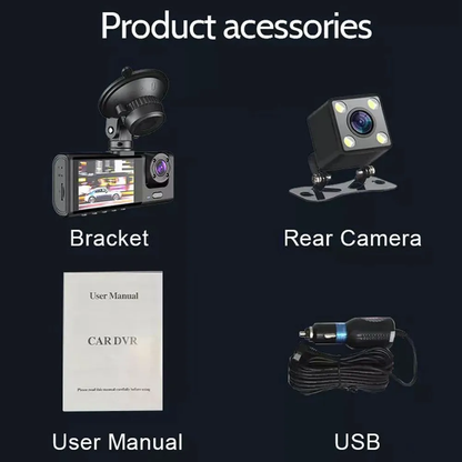 🚗 Dash Cam 3 Lentes | Full HD 1080p | Protección Total en Carretera